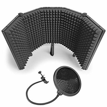 Picture of AxcessAbles SF-101 Desktop Recording Studio Microphone Isolation Shield with Pop Filter