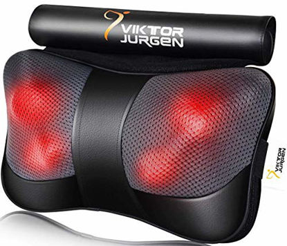 Picture of VIKTOR JURGEN Neck Massage Pillow Shiatsu Deep Kneading Shoulder Back and Foot Massager with Heat-Relaxation Gifts for Women/Men/Dad/Mom