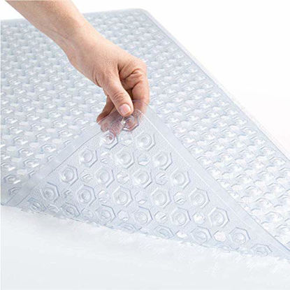 Picture of Gorilla Grip Original Patented Bath, Shower Tub Mat, 35x16, Many Colors, Washable, XL Size Bathroom Bathtub Mats, Drain Holes, Suction Cups, Clear