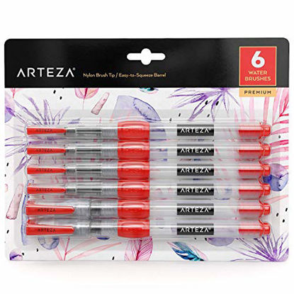 Picture of Arteza Water Brush Pens - Self-moistening - Portable (Assorted Tips, Set of 6)