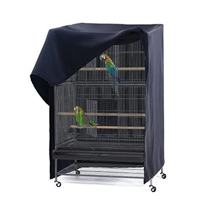 Picture of PONY DANCE Pets Product Universal Birdcage Cover Blackout & Breathable Birdcage Cover for Pets' Good Night, Large, Black, 35 L x 25 W x 47 in H