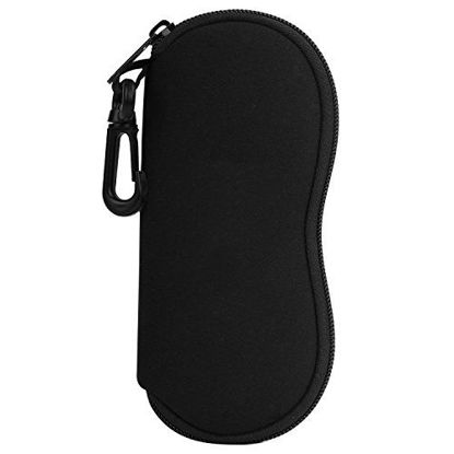 Picture of MoKo Eyeglass Soft Case, Zippered Neoprene Sunglasses Pouch with Clip - Black
