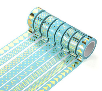 Picture of Agutape Foil Gold Washi Tape for Notebook Decoration DIY Gift Set of 8