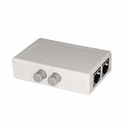 Picture of SINLOON RJ45 Splitter Selector Switch, 2 Ports Network Switch Splitter Selector Hub 2-in 1-Out or 1-in 2-Out 100M t 2-Way RJ45 Ethernet Network Push Button Metal Mini Switch Box