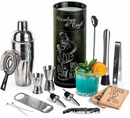 Picture of Mixology Bartender Kit: 14-Piece Cocktail Shaker Set - Bar Tool Set For Home and Professional Bartending - Martini Shaker Set with Drink Mixing Bar Tools - Exclusive Cocktail Picks and Recipes Bonus
