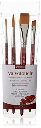 Picture of Princeton Velvetouch, Mixed-Media Brushes for Acrylic, Oil, Watercolor Series 3950, 4-Piece Professional Set 100
