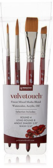 Princeton Velvetouch, Series 3950, Paint Brush Ideal for Multi-media  Projects Acrylic,Oil and Watercolor. Round