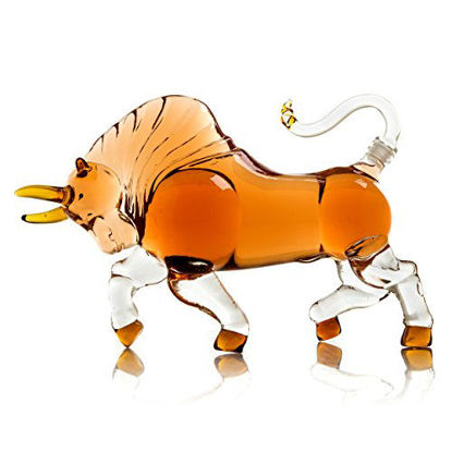 Picture of The Wine Savant Charging Bull Liquor Decanter Made For Bourbon, Whiskey, Scotch, Rum, or Tequila 1000ml (Bull)