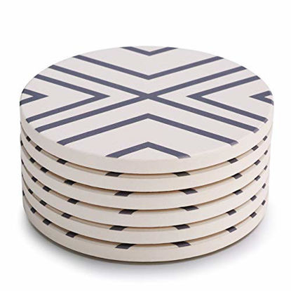 Picture of LIFVER Coasters for Drinks, Absorbent Coaster Set of 6 with Cork Base, Ceramic Drink Coasters for Cold Drinks Wine Glasses Cups Mugs, Grey-line