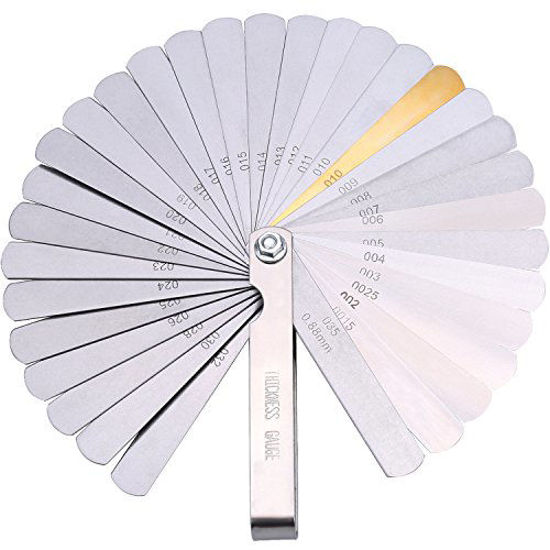 Picture of Hotop 32 Blades Steel Feeler Gauge Dual Marked Metric and Imperial Gap Measuring Tool