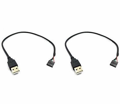 Picture of Duttek (2-Pack) 50CM 5 Pin Motherboard Female Header to USB 2.0 Male Adapter Dupont Extender Cable (5Pin/USB M)