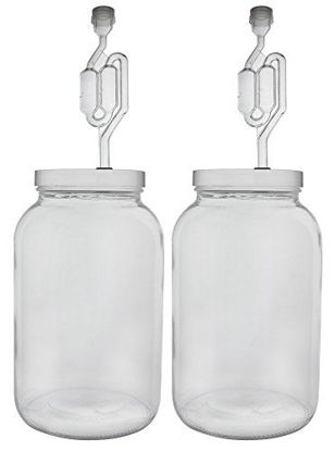 Picture of FastRack One gallon Wide Mouth Jar with Drilled Lid & Twin Bubble Airlock-Set of 2, multicolor (B01AKB4G9E)