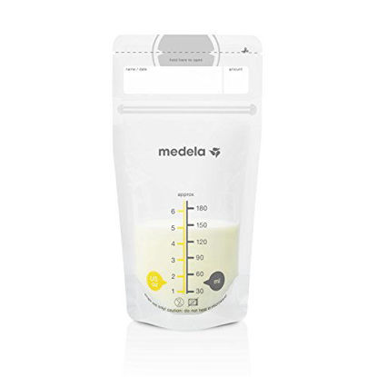 Picture of Medela Breast Milk Storage Bags, 50 Count, Ready to Use Breastmilk Bags for Breastfeeding, Self Standing Bag, Space Saving Flat Profile, Hygienically Pre-Sealed, 6 Ounce