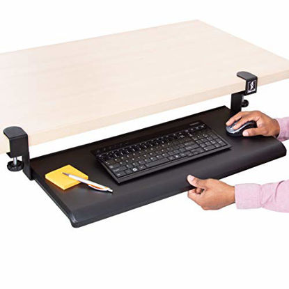 Picture of Stand Steady Easy Clamp On Keyboard Tray - Extra Large Size - No Need to Screw Into Desk! Slides Under Desk - Easy 5 Min Assembly - Great for Home or Office!