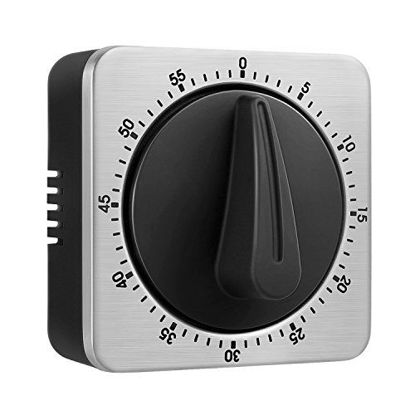 Picture of KeeQii Timer Kitchen Timer 60 Minute Timing with 80dB Alarm Sound Magnetic Countdown Timer Home Baking Cooking Steaming Manual Timer Stainless Steel Face Mechanical Timer (New Timer)