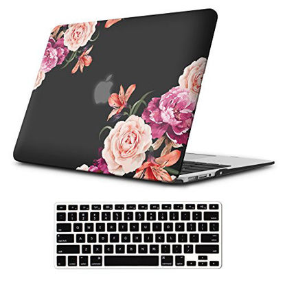 Macbook New Pro 13 Case 2018&2017&2016 Release A1989/A1706/A1708 Rubberized Hard Shell Case Cover+Keyboard Cover For MacBook Pro 13 W/Without Touch Bar & Touch ID Peony Flower