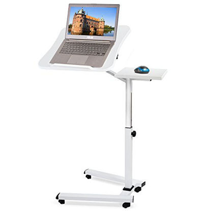 Picture of Tatkraft Like Portable Laptop Desk with Mouse Pad, Rolling Computer Stand with Adjustable Height, Sturdy and Ergonomic, White