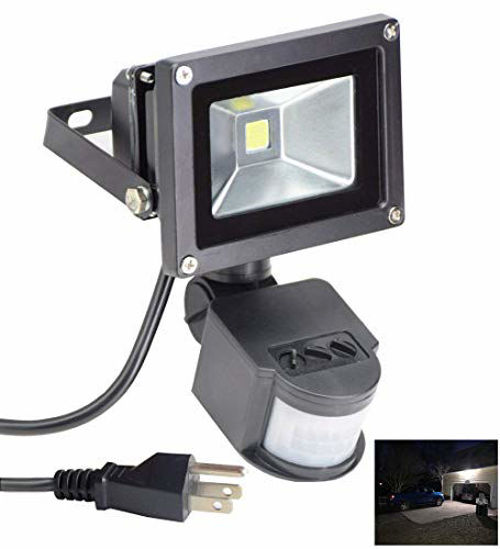 GetUSCart Led Motion Sensor Flood Light Outdoor 10W 800LM Pir Sensitive Security Lights Wall Fixture Lamps Waterproof Floodlight for Garage Yard Patio Pathway Porch Entryways Daylight White with US 3...