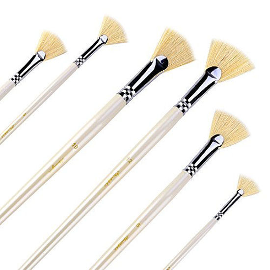 GetUSCart Amagic Fan Brush Set Hog Bristle Natural Hair Artist