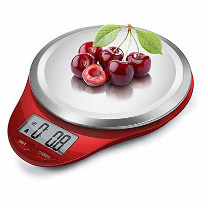 Picture of NUTRI FIT Digital Kitchen Scale with Wide Stainless Steel Plateform High Accuracy Multifunction Food Scale with LCD Display for Baking Kitchen Cooking,Tare & Auto Off Function (Red)