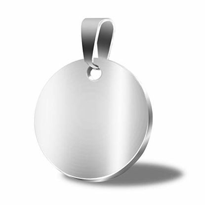 Picture of TSJ Stamping Blanks Silver Round Metal Charms 20 Pack, Stainless Steel Blank Stamping Tags with Hole, 1 Inch (25mm) Punched Circle Disc Pendants for Necklace Bracelet Pet ID Name Tags DIY Handicrafts