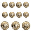 Picture of 11 Pieces Gold Vintage Antique Metal Blazer Button Set - 3D Lion Head - for Blazer, Suits, Sport Coat, Uniform, Jacket