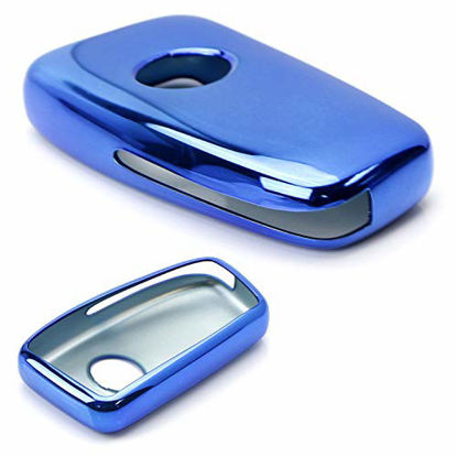 Picture of iJDMTOY Chrome Finish Blue TPU Key Fob Protective Cover Case Compatible With Lexus IS ES GS RC NX RX LX 200 250 350 Remote Key
