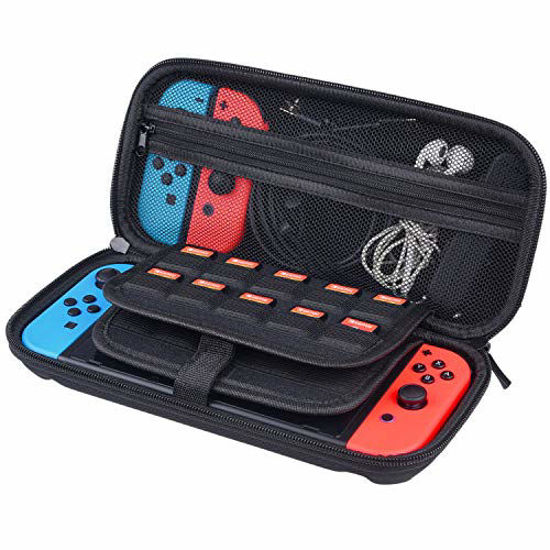 Picture of CamKix Case Compatible with Nintendo Switch - Protects Your Nintendo Switch, Joy Cons, Games and Accessories - Protective Hard Shell Storage - Fits 20 Games - Zippered Mesh Pocket