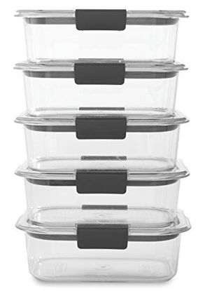 Picture of Rubbermaid Brilliance Food Storage Container, BPA free Plastic, Medium, 3.2 Cup, 5 Pack, Clear