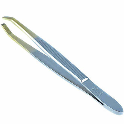 Picture of Camila Solingen CS30 3 1/2" Gold Tipped, Surgical Grade, German Stainless Steel Tweezers (Claw) - Flawless Eyebrow and Facial Hair Shaping and Removal for Men/Women