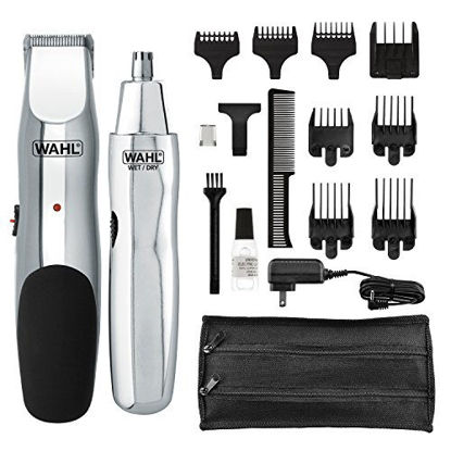 Picture of WAHL 5622 Groomsman Rechargeable Beard, Mustache, Hair & Nose Hair Trimmer for Detailing & Grooming, Black