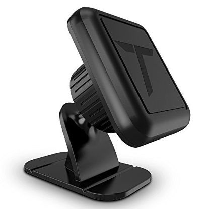 Picture of Trianium Magnetic Dash Car Mount Phone Holder Desk Stand Compatible with iPhone, Samsung, Huawei, Nokia, LG, Moto Smartphone, Stick-on Dashboard 3M-Adhesive Bendable Base and Metal Plate Included