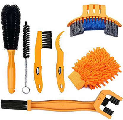 Picture of SINGARE 7pcs Bicycle Bike Cleaning Tools Set, Bike Clean Brush Kit Suitable for Mountain, Road, City, Hybrid, BMX and Folding Bike