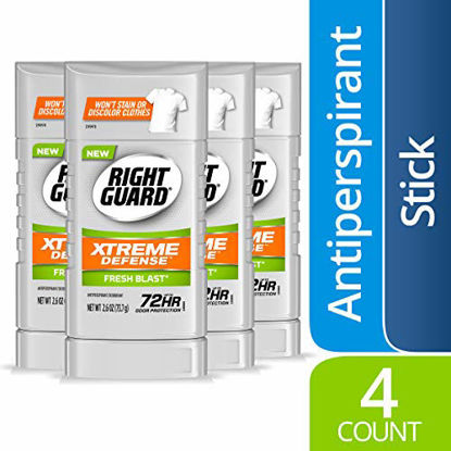 Picture of Right Guard Xtreme Defense Antiperspirant Deodorant Invisible Solid Stick, Fresh Blast, 2.6 Ounce (4 Count)