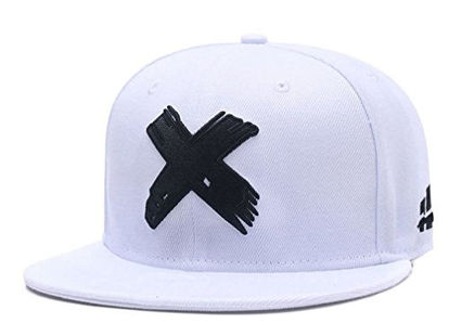 Picture of Quanhaigou Embroidered X Snapback Hats for Men and Women Adjustable Hip Hop Boy Baseball Cap White