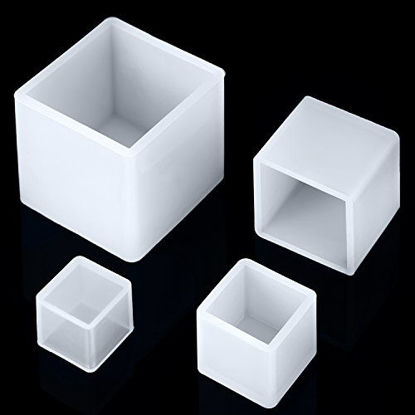 Picture of Jovitec 4 Pieces Square Resin Mold Cube Silicone Molds Resin Casting Molds for DIY Craft Making, 4 Sizes