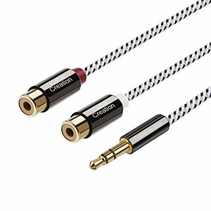 Picture of 3.5mm Male to 2RCA Female Jack Stereo Audio Cable, CableCreation 3.5mm to RCA Extension Cable Compatible with iPhone, iPad, MP3, Tablets, HiFi Stereo System, Speaker 0.92M