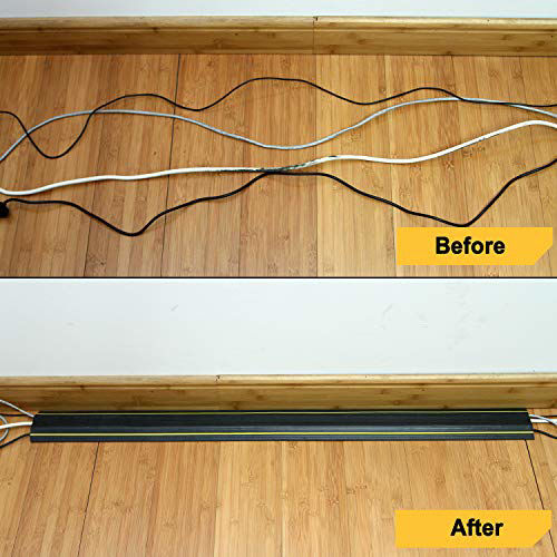 GetUSCart- Floor Cable Cover, 6.5 Ft Floor Cord Protector 3 Channels ...