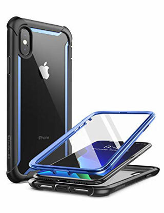 Picture of i-Blason Ares Full-Body Rugged Clear Bumper Case for iPhone Xs Max 2018 Release, Blue, 6.5" (iPhone2018-6.5-Ares-Blue)