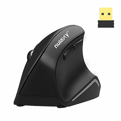 Picture of Nulaxy Vertical Mouse, 2.4G Wireless Mouse with 3 Adjustable DPI(800 / 1200 /1600), Ergonomic Optical Mouse with 6 Buttons for Computer, Laptop, PC, iPad, Desktop, MacBook Black