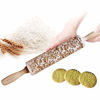 Picture of Uspacific Embossing Rolling Pin, Flower Pattern Wooden Laser Engraved Embossed Printing Rolling Pin DIY Tool for Homemade or Christmas Cookies