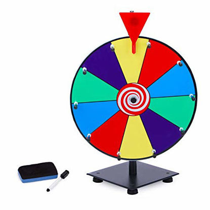 Picture of T-SIGN 12 Inch Heavy Duty Spinning Prize Wheel, 10 Slots Color Tabletop Prize Wheel Spinner with Dry Erase Markers and Eraser for Carnival and Trade Show, Win The Fortune Spin Game