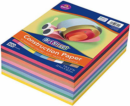 Picture of Art Street Lightweight Construction Paper, 10 Assorted Colors, 9" x 12", 500 Sheets