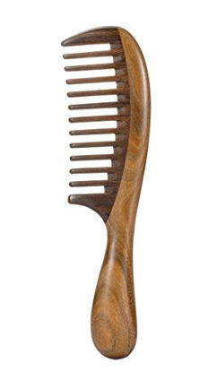 Picture of Louise Maelys Hair Comb Wooden Wide Tooth Comb for Curly Hair Detangling Sandalwood Comb