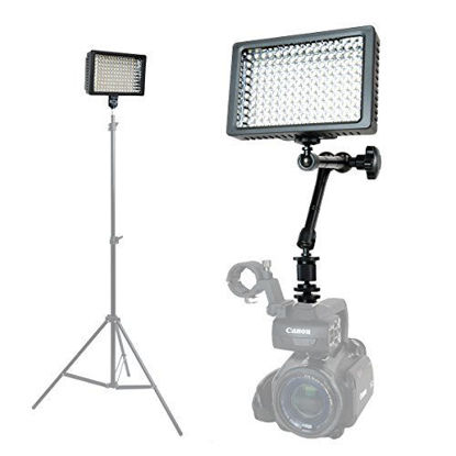Picture of Foto&Tech Professional 160 LED Dimmable Ultra High Power Panel Video Light for All Cameras Camcorders 4K Video Photo Shoot Weddings Easy Mount + 11" Adjustable Magic Arm + 3 Filters + Carry Case