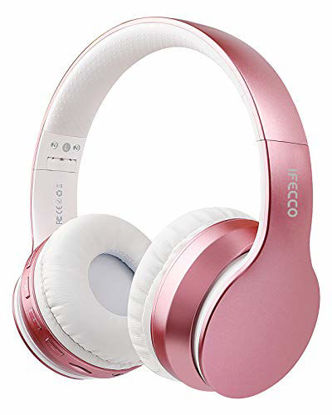 Picture of Ifecco Bluetooth Headphones, 4 in 1 Upgrade Bluetooth Foldable Over-Ear Headsets with Micro Support SD/TF Card Compatible with Bluetooth-Enabled Devices (Rose Gold)