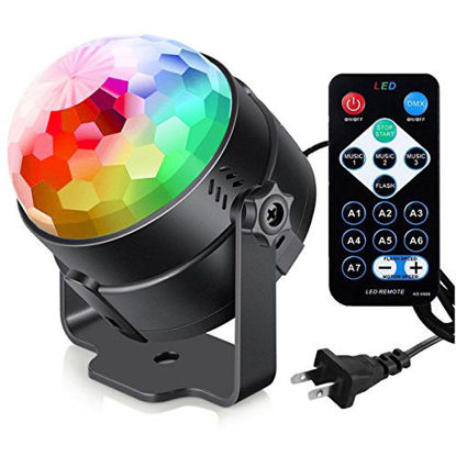 Picture of Sound Activated Party Lights with Remote Control Dj Lighting, RGB Disco Ball, Strobe Lamp 7 Modes Stage Par Light for Home Room Dance Parties Birthday DJ Bar Karaoke Xmas Wedding Show Club Pub