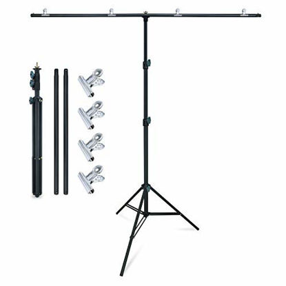 Picture of Linco Lincostore Zenith Portable T-Shape Background Backdrop Stand Kit 5x6.7ft - 5ft Wide (Fixed) and 6.7ft High (Adjustable)- Lightweight Only 4 Lbs Easy to Carry and Storage