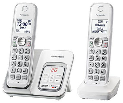 Picture of Panasonic DECT 6.0 Expandable Cordless Phone with Answering Machine and Smart Call Block - 2 Cordless Handsets - KX-TGD532W (White)