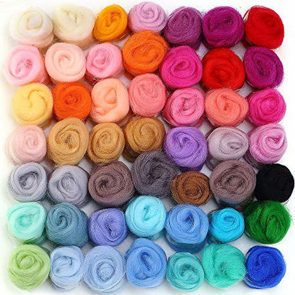 Picture of MOMODA 50 Colors Fibre Wool Yarn Roving for Needle Felting Hand Spinning DIY Craft Materials